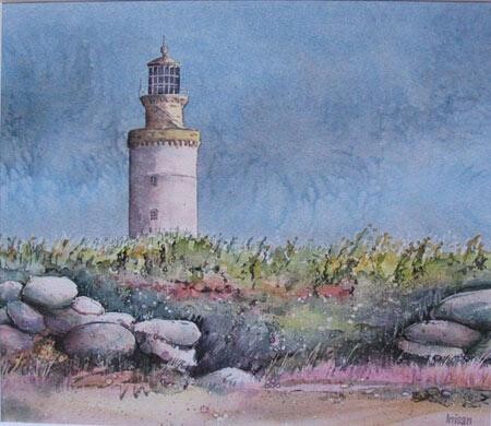 Peinture intitulée "phare-stiff-ouessan…" par Herve Inisan, Œuvre d'art originale