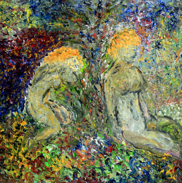 Peinture intitulée "LES DEUX SOEURS" par Hervé Laurent, Œuvre d'art originale, Huile