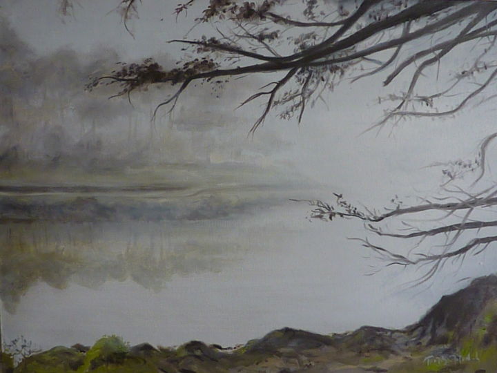 Painting titled "Matin, rivière de C…" by Herve Thomas-Miton, Original Artwork, Oil