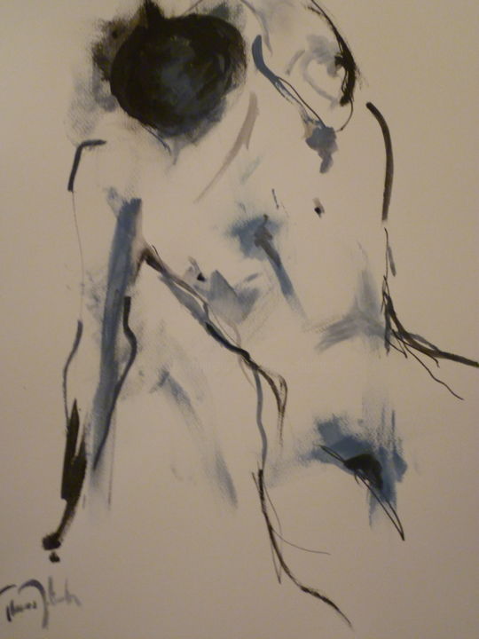 Drawing titled "Absolue nudité" by Herve Thomas-Miton, Original Artwork, Ink
