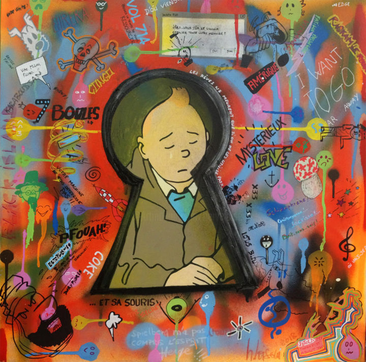 Schilderij getiteld "Petite déprime" door Hervé Loiseau, Origineel Kunstwerk, Acryl