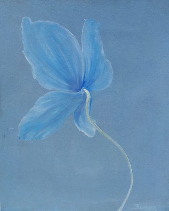 Painting titled "Poppy bleu" by Hessergée, Original Artwork, Oil