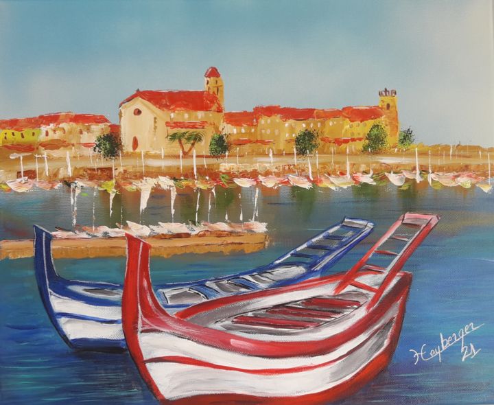 Painting titled "Port de La Ciotat" by Céline Liliane Heyberger, Original Artwork, Acrylic