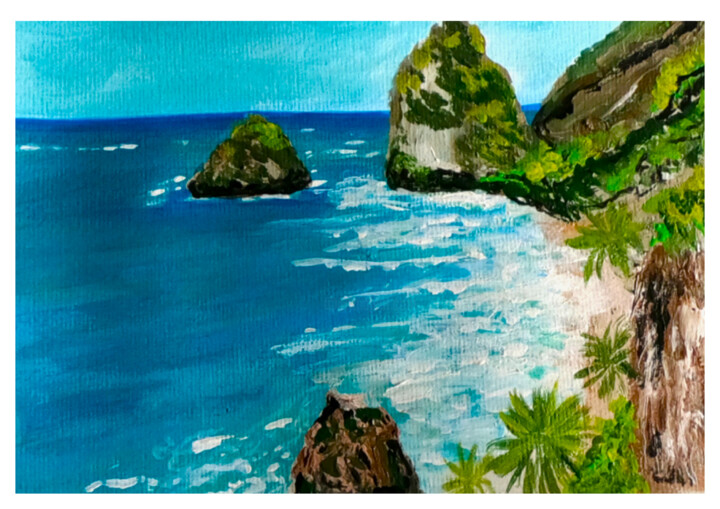 Painting titled "Sea Stacks Acrylic…" by Heyleena R, Original Artwork, Acrylic