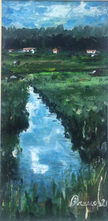 Pintura intitulada "Rio Pequeno" por Breno Ferreira, Obras de arte originais, Óleo Montado em Maca de lona