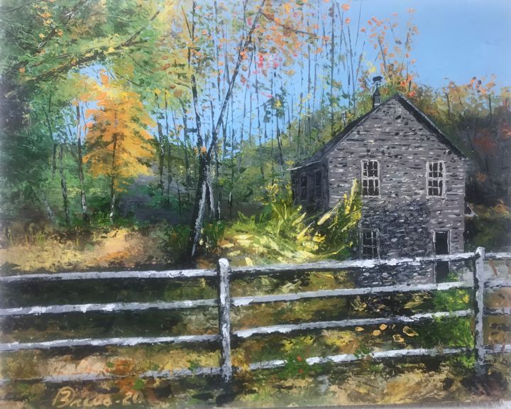 Pintura intitulada "Casa de campo" por Breno Ferreira, Obras de arte originais, Óleo Montado em Maca de lona
