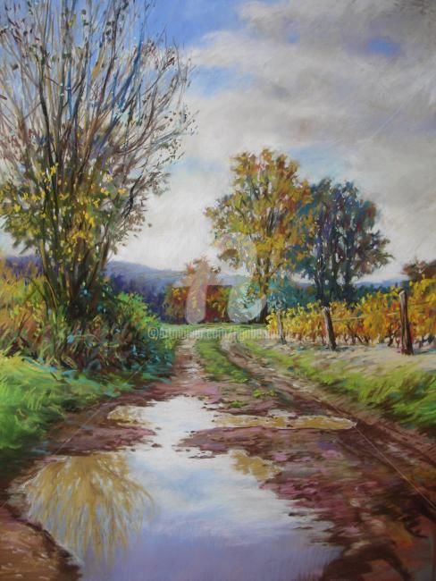 Painting titled "le chemin des vigne…" by Helene Gaben Laurié, Original Artwork