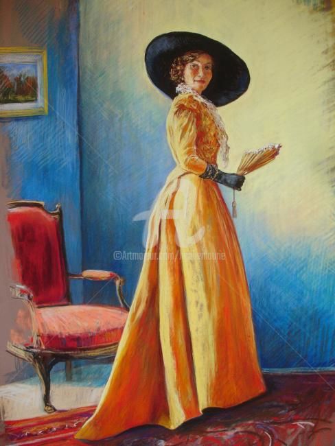 Painting titled "la visiteuse" by Helene Gaben Laurié, Original Artwork