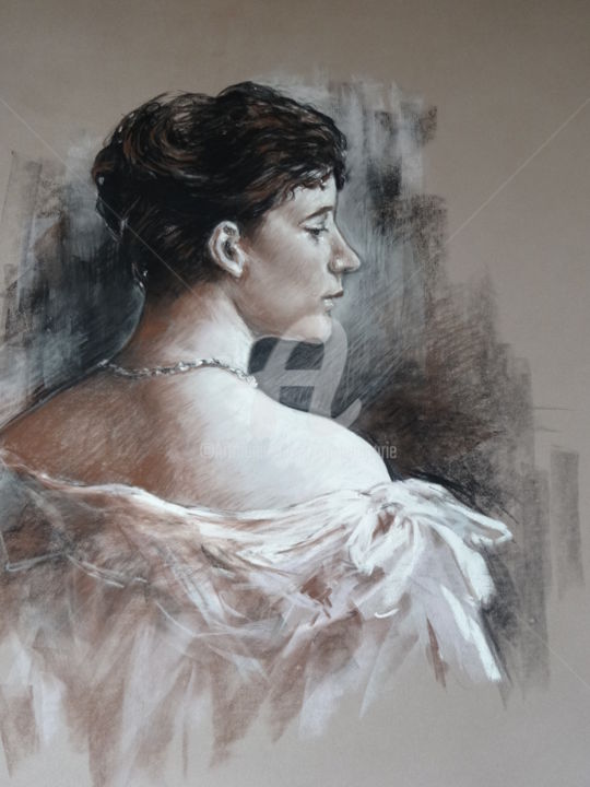Desenho intitulada "Robe de bal" por Helene Gaben Laurié, Obras de arte originais, Outro