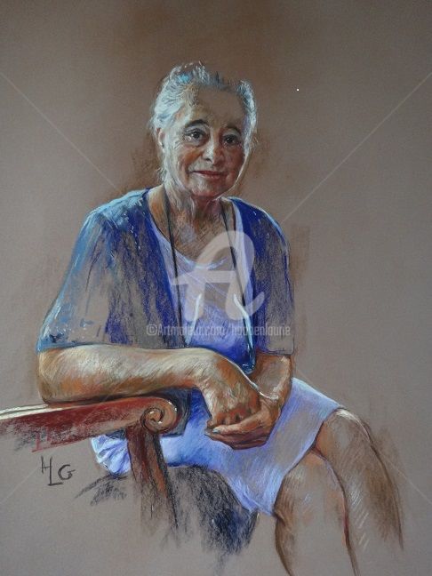 Peinture intitulée "Bonne Maman" par Helene Gaben Laurié, Œuvre d'art originale, Pastel