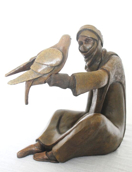 Sculpture titled "Complicité" by Helene Gobin Langlais, Original Artwork, Clay