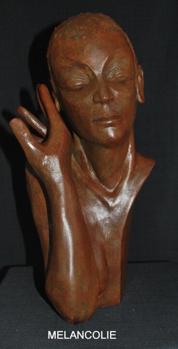 Sculpture titled "Mélancolie" by Helene Gobin Langlais, Original Artwork, Terra cotta