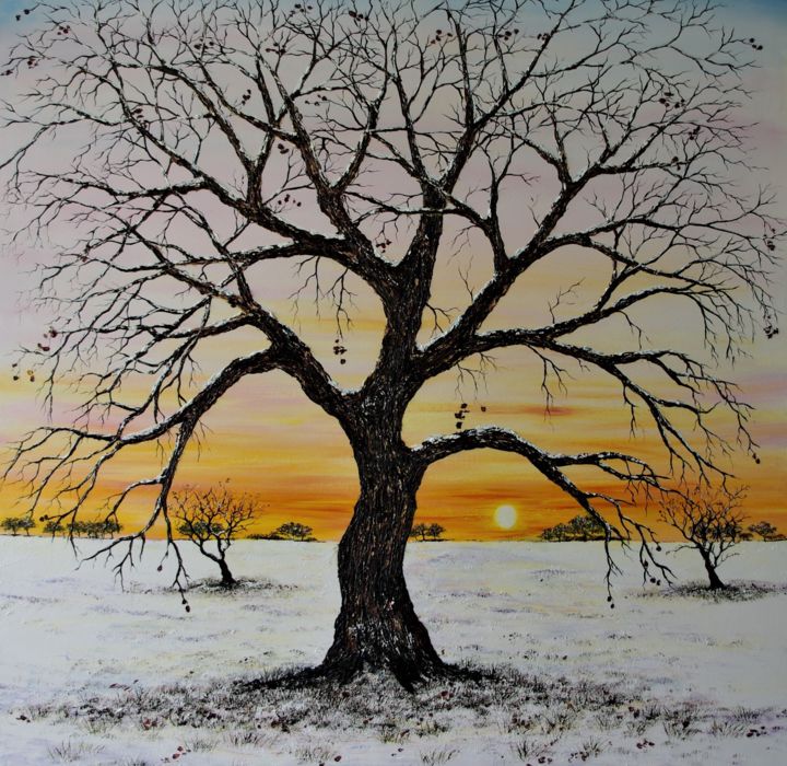 Oak Tree In Winter, Painting by Hazel Thomson