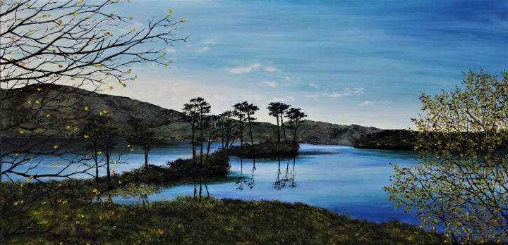 Painting titled "A new Day on Loch A…" by Hazel Thomson, Original Artwork, Oil