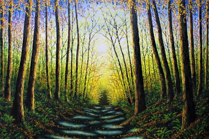 Peinture intitulée "Patterns Of Forest…" par Hazel Thomson, Œuvre d'art originale, Huile