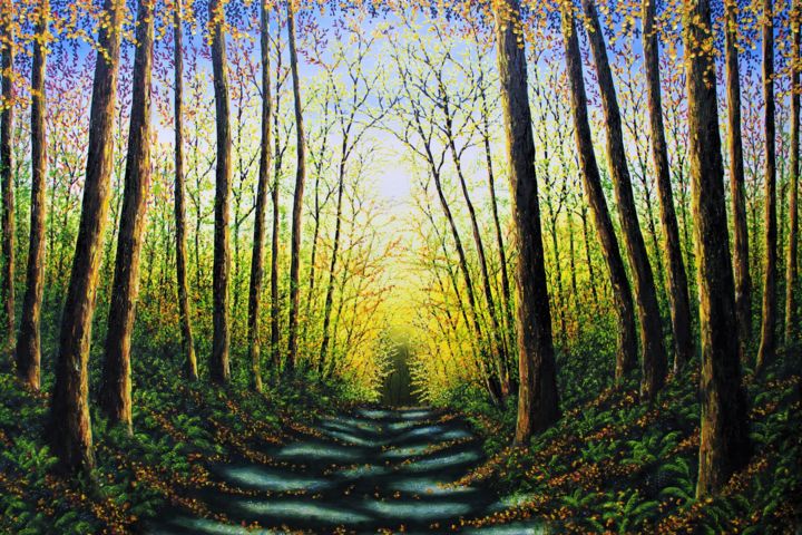 Pintura intitulada "Patterns Of Forest…" por Hazel Thomson, Obras de arte originais, Óleo