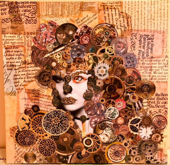 Collages titulada "Rotation" por Hiba Khatib, Obra de arte original