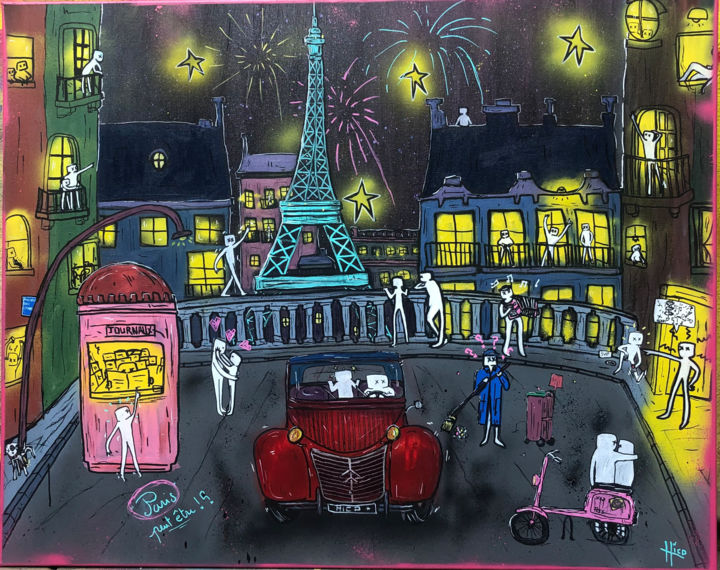 Malerei mit dem Titel "Paris peut-être" von Hico, Original-Kunstwerk, Sprühfarbe