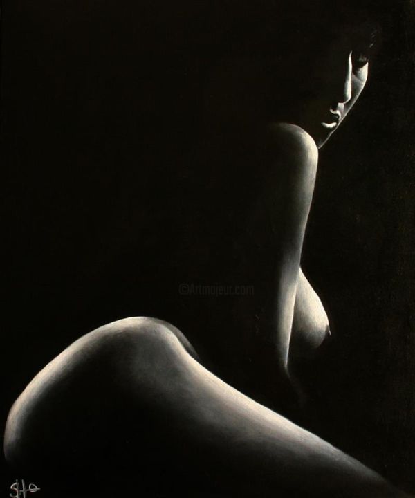 Peinture intitulée "nue" par Serge Hidalgo, Œuvre d'art originale, Huile
