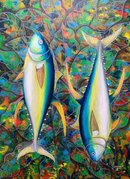 Painting titled "Yellowfin" by Francis Eric Dimarucut, Original Art, Acrylic