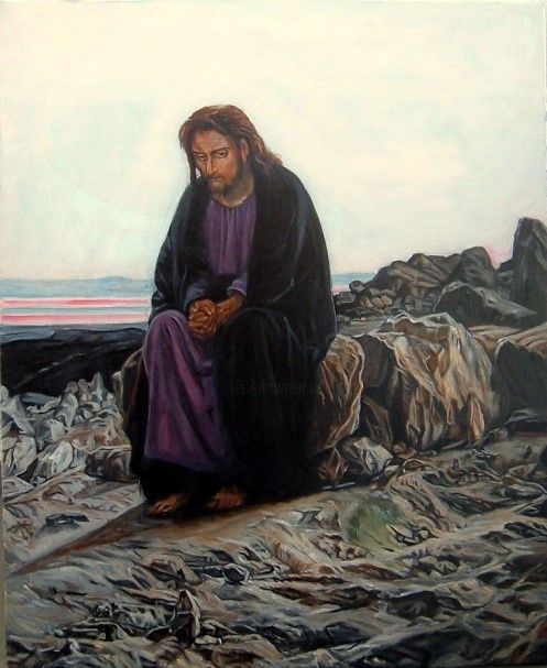Pintura intitulada "Christ in the wilde…" por Hidemi, Obras de arte originais