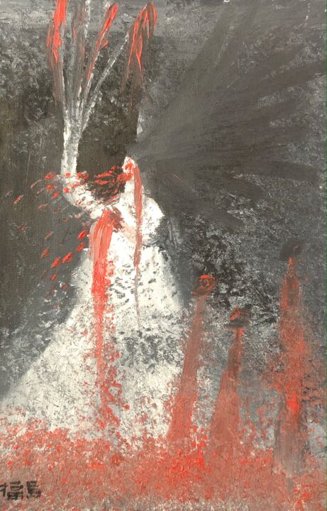 Painting titled "pneumonie" by Hideo Fukushima, Original Artwork, Oil