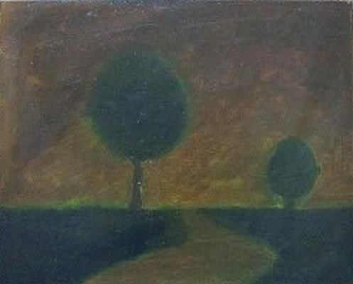 Painting titled "2 trees" by Hifijohn, Original Artwork, Oil
