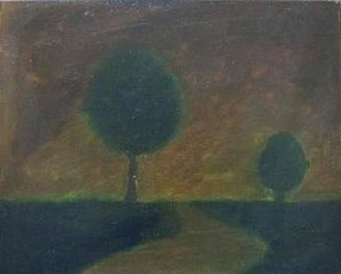 Картина под названием "2 trees" - Hifijohn, Подлинное произведение искусства, Масло
