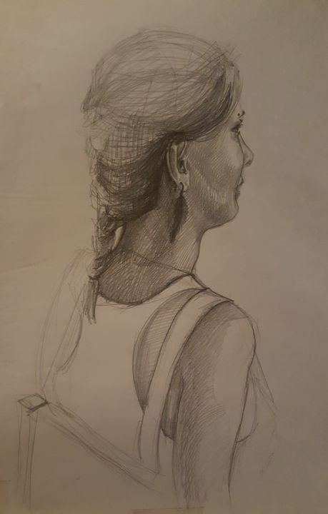 Disegno intitolato "portrait" da Hilal Aktunç, Opera d'arte originale, Carbone