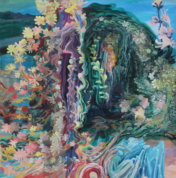 Peinture intitulée "SORTIE DE LA CAVERNE" par Hilda Garman, Œuvre d'art originale, Huile Monté sur Châssis en bois