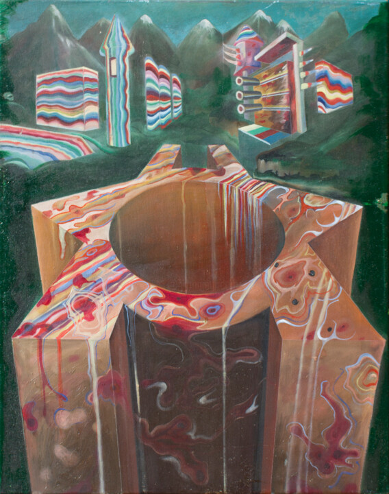 Peinture intitulée "Les Chiottes de l'U…" par Hilda Garman, Œuvre d'art originale, Huile