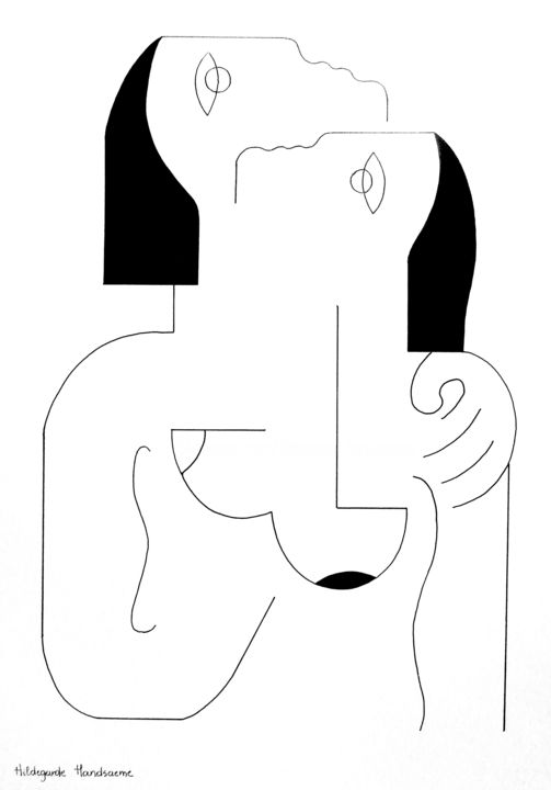 Drawing titled "Tendresse I" by Hildegarde Handsaeme, Original Artwork, Ink