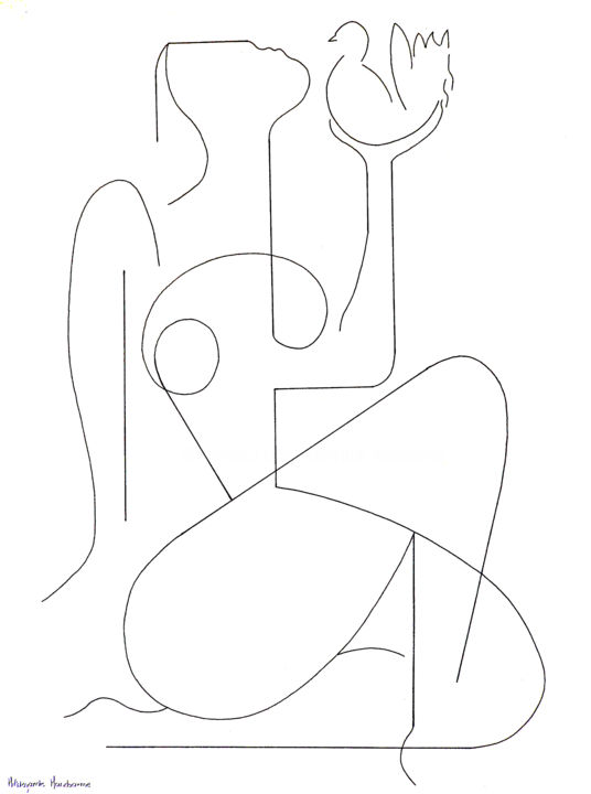 Drawing titled "Rodinne" by Hildegarde Handsaeme, Original Artwork, Ink