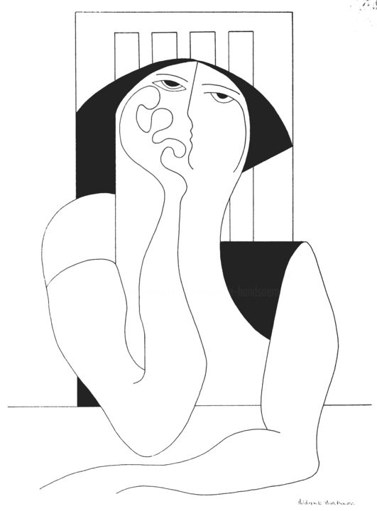 Рисунок под названием "Philosophia" - Hildegarde Handsaeme, Подлинное произведение искусства, Чернила