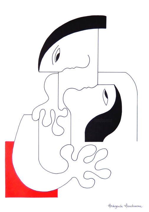 Drawing titled "Sentiment Intense" by Hildegarde Handsaeme, Original Artwork, Ink