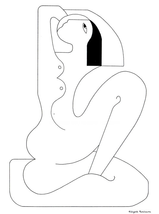 Disegno intitolato "La Signorita" da Hildegarde Handsaeme, Opera d'arte originale, Inchiostro