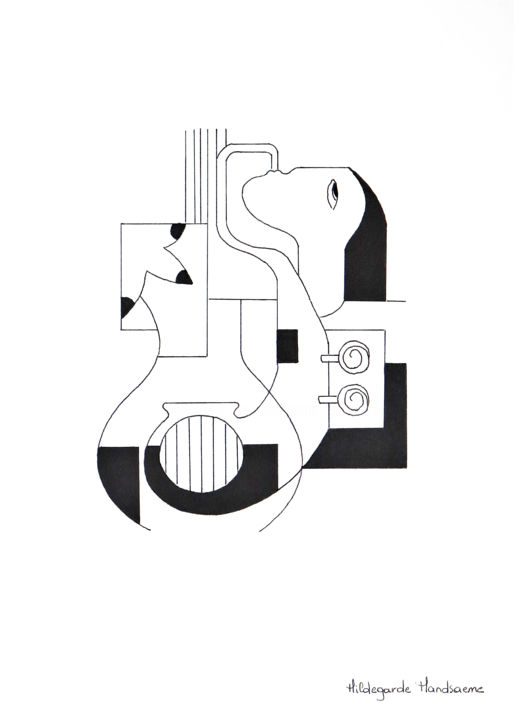 Drawing titled "Musical Fingers" by Hildegarde Handsaeme, Original Art, Ink