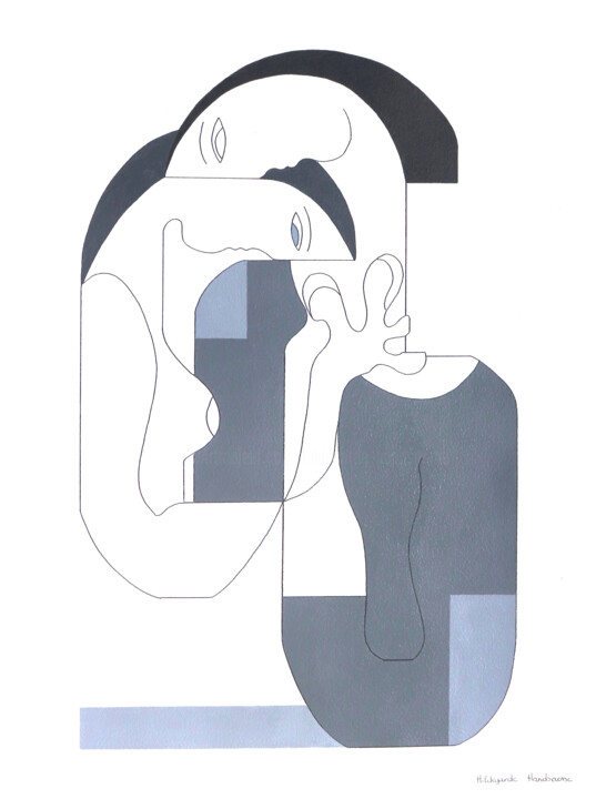 Painting titled "Four shades of grey" by Hildegarde Handsaeme, Original Artwork, Acrylic