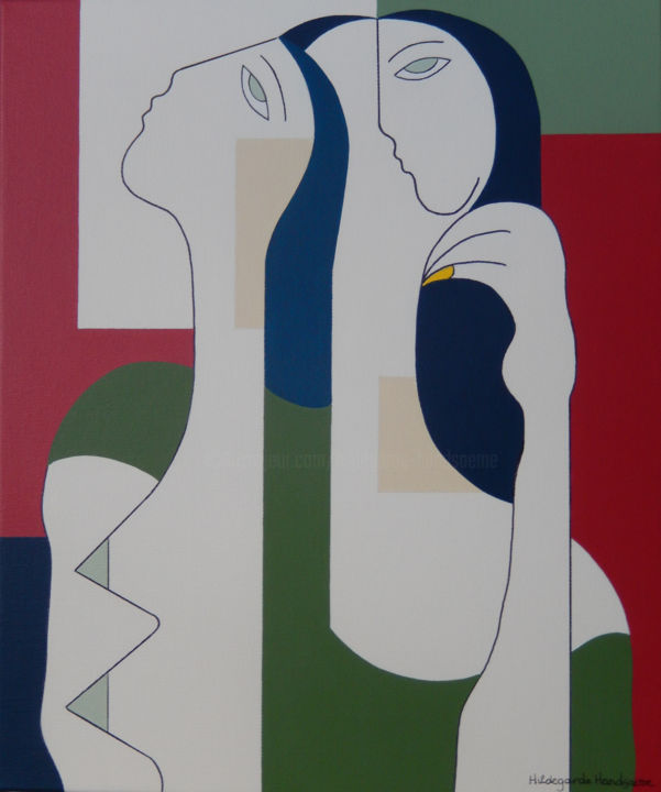 Schilderij getiteld "Lacomplexité" door Hildegarde Handsaeme, Origineel Kunstwerk, Acryl