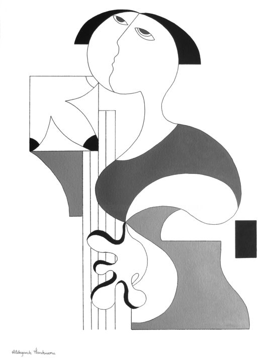 Schilderij getiteld "The Music Woman" door Hildegarde Handsaeme, Origineel Kunstwerk, Acryl