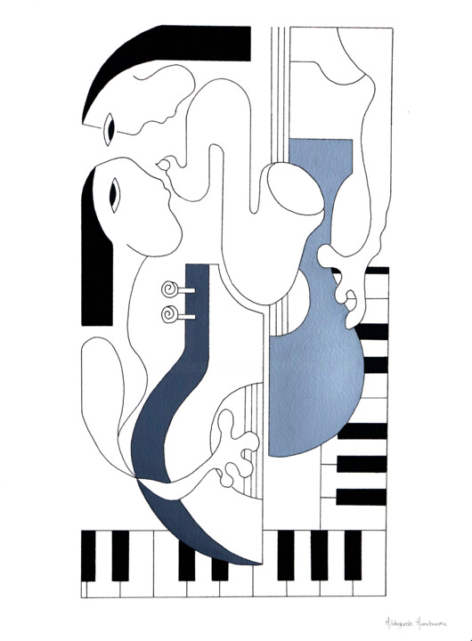 "Connexion Musicale" başlıklı Tablo Hildegarde Handsaeme tarafından, Orijinal sanat, Akrilik