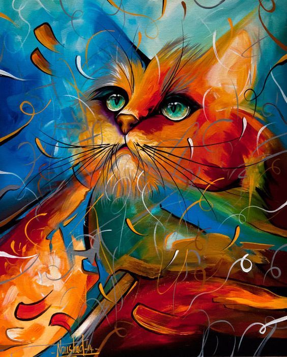 Pintura intitulada "le chat orange" por Art World, Obras de arte originais, Outro