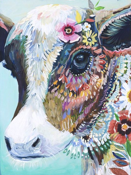 Pintura intitulada "vache" por Art World, Obras de arte originais