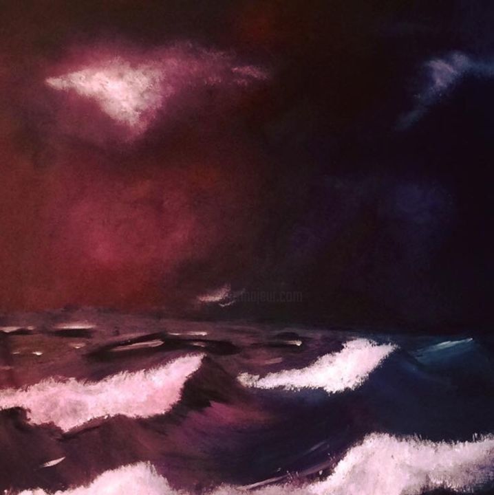Peinture intitulée "Waves at war." par Hind Boucherit, Œuvre d'art originale, Acrylique