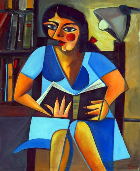Peinture intitulée "LA robe bleu" par Hind Elamaoui, Œuvre d'art originale, Huile