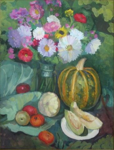 Painting titled "Still life with a p…" by Kalimullina Elena, Original Artwork