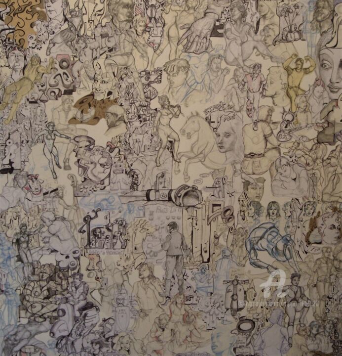 Collages getiteld "CROQUIS DE JEUNESSE…" door Hippo, Origineel Kunstwerk, Collages