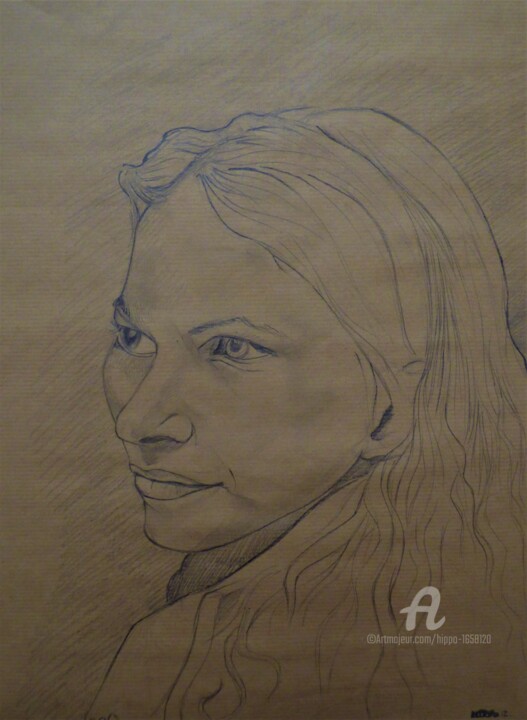 Drawing titled "STEPHANIE" by Hippo, Original Artwork, Pencil