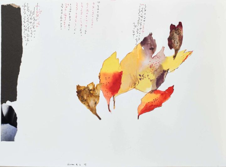 Collages titled "Falling Leaves 054…" by Hiran Mitra, Original Artwork