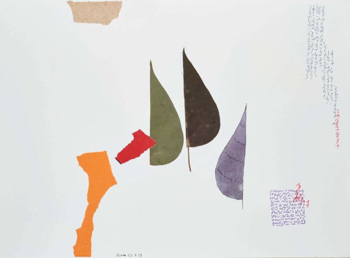 Colagens intitulada "Falling Leaves 072…" por Hiran Mitra, Obras de arte originais